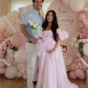 Pink Off-Shoulder Maternity Gown